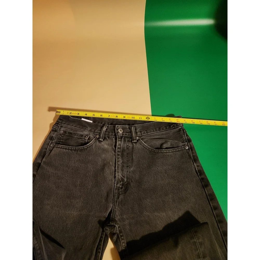 Levi's 505 Regular Fit Jeans Mens 34x34 Washed Black Straight Leg Distress Denim